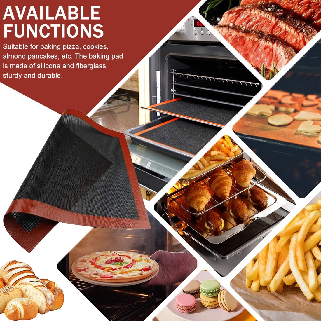 Esterilla de silicona microperforada para horno, esterilla perforada para pasta, esterilla de silicona para hornear, hoja para molde de hornear, 40x30 cm