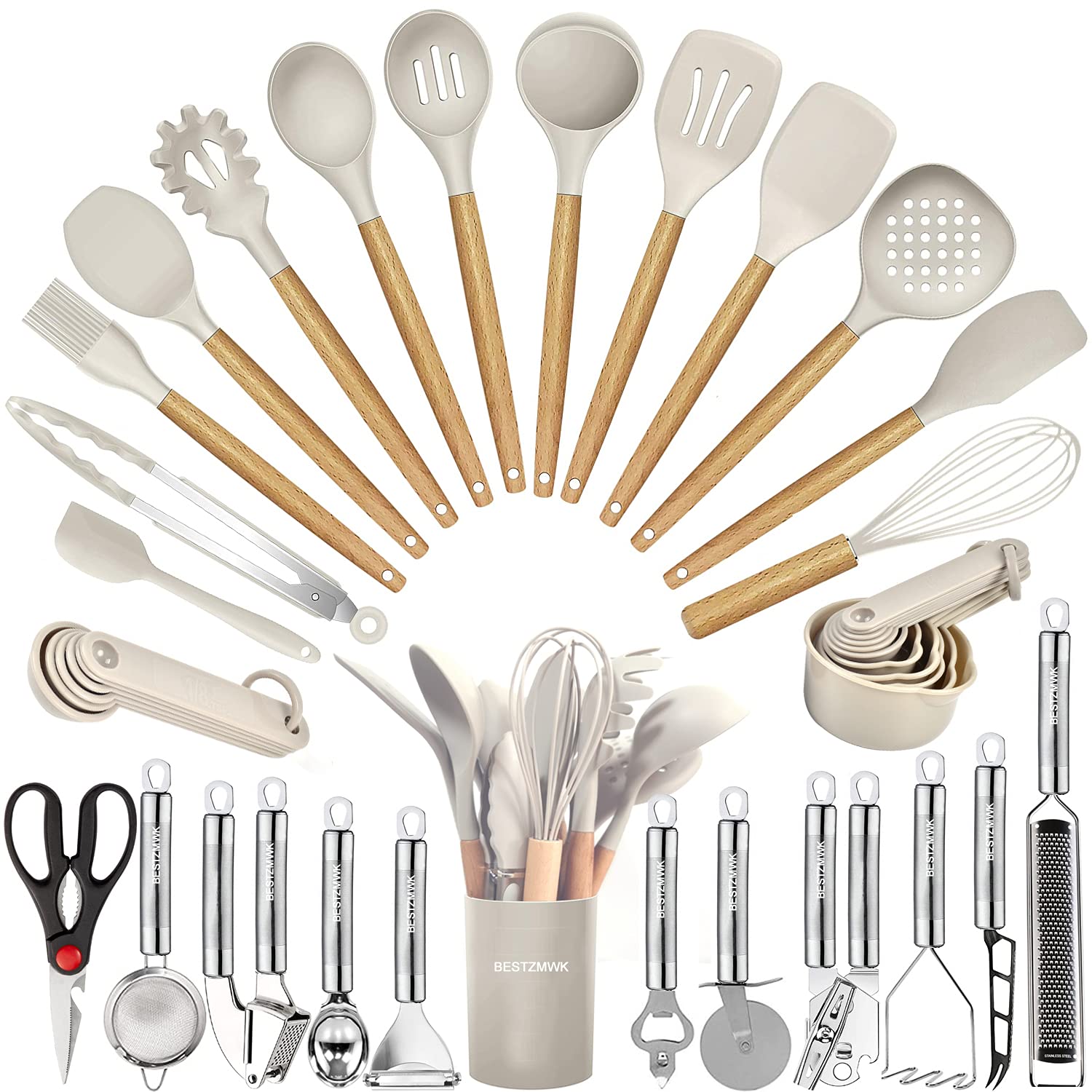 BESTZMWK Juego de utensilios de cocina, 35 piezas