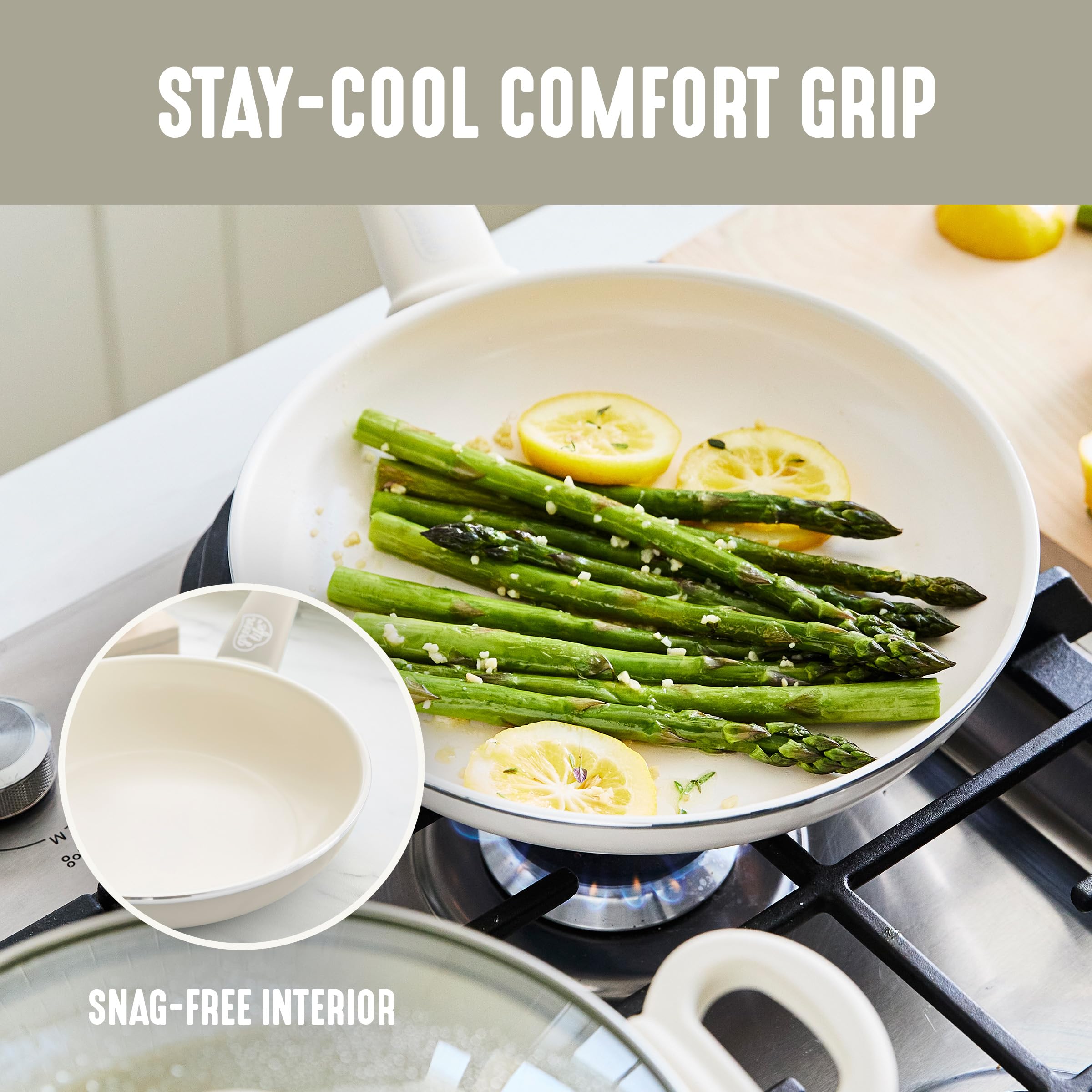 GreenLife Juego de utensilios de cocina antiadherentes de 8 piezas, ollas y sartenes de cerámica