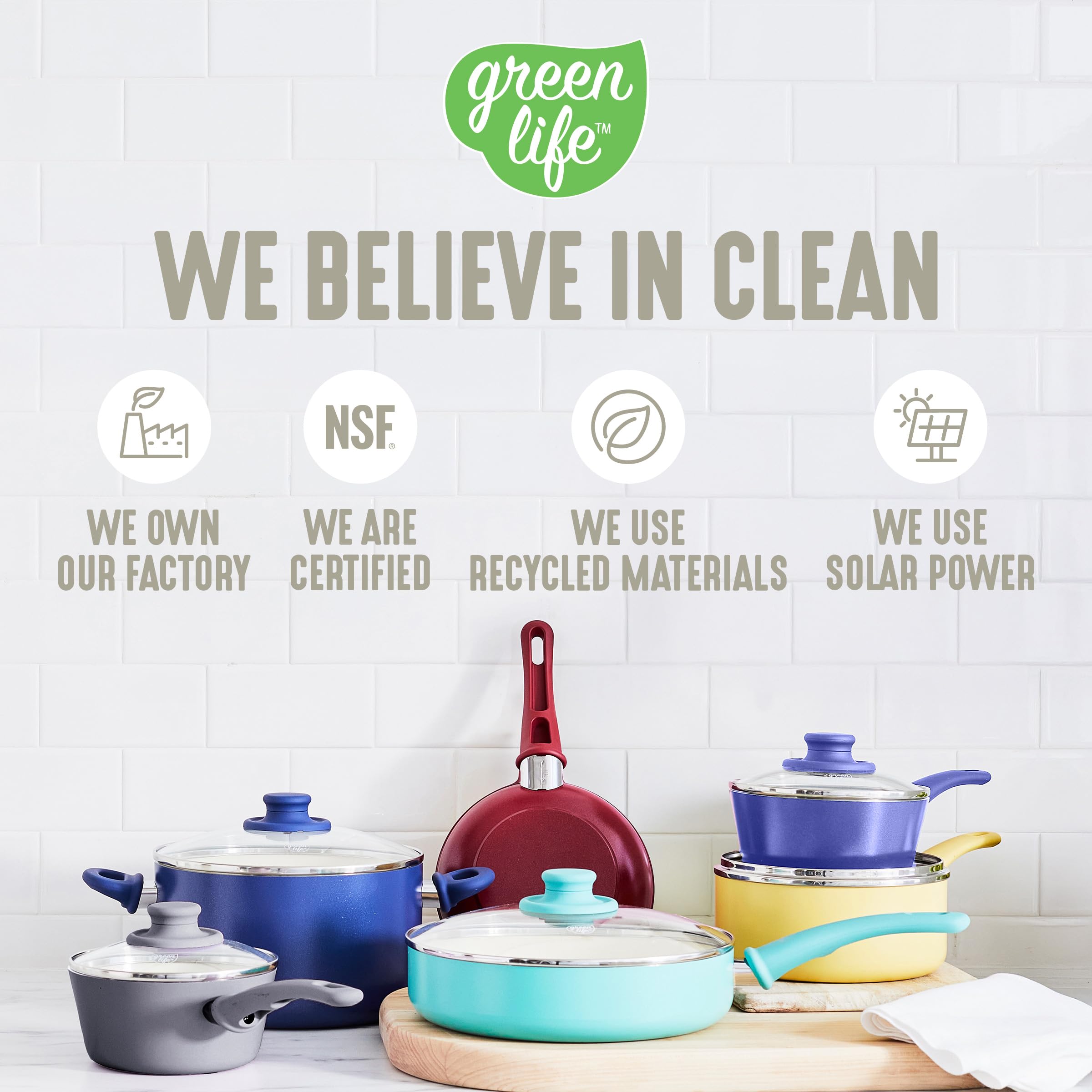 GreenLife Juego de utensilios de cocina antiadherentes de 8 piezas, ollas y sartenes de cerámica