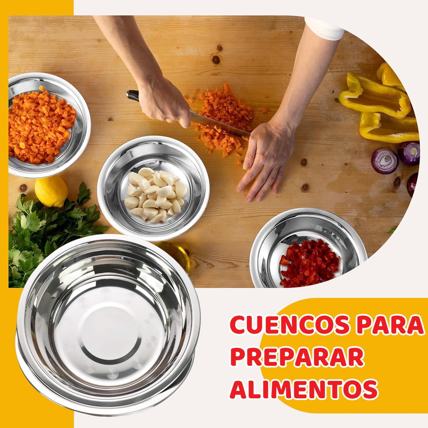 Ichigo Ichie Juego de 7 Cuencos de Acero Inoxidable, Cuenco para Comida - AtriaHome