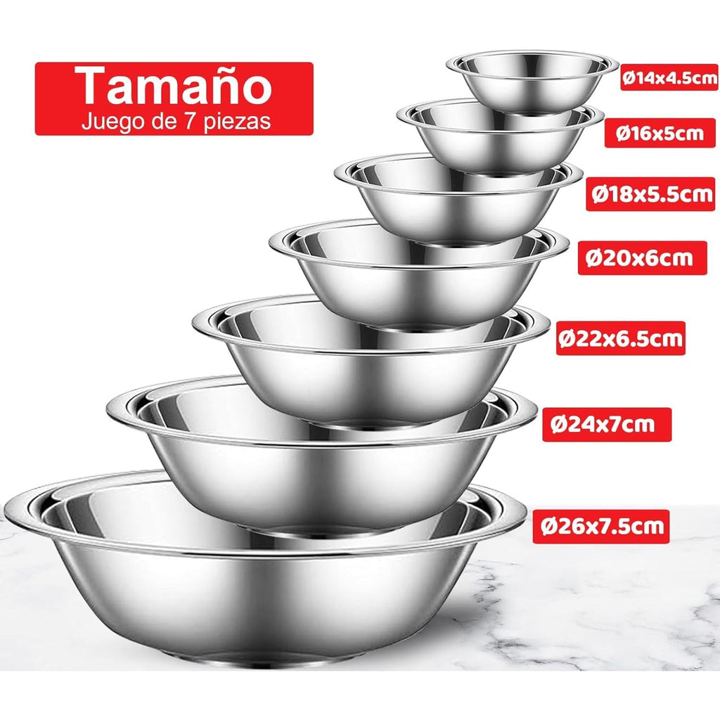 Ichigo Ichie Juego de 7 Cuencos de Acero Inoxidable, Cuenco para Comida - AtriaHome