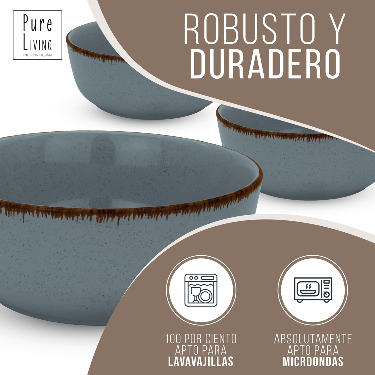 Juego de 6 Tazas de Café Estilo Rústico - Vajilla Completa de Steingut Premium - AtriaHome