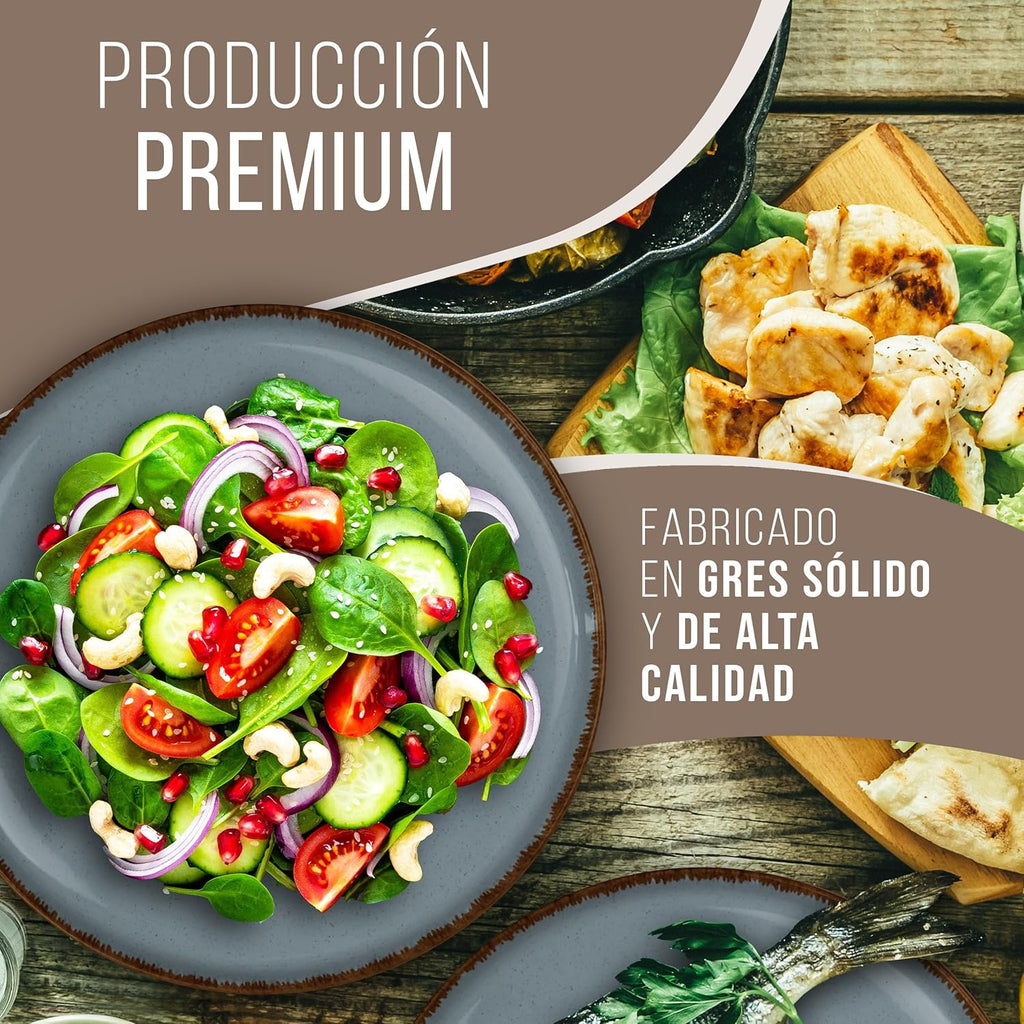 Juego de 6 Tazas de Café Estilo Rústico - Vajilla Completa de Steingut Premium - AtriaHome