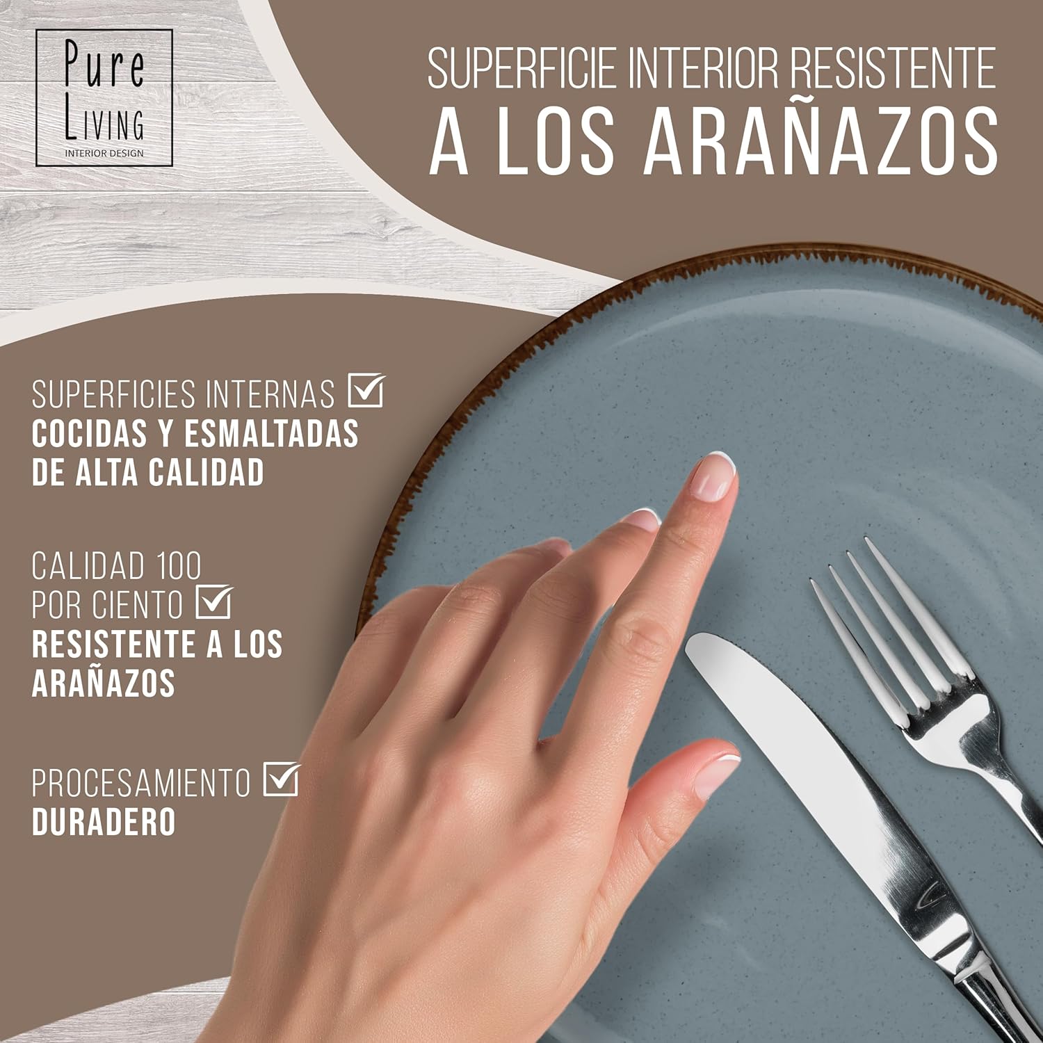 Juego de 6 Tazas de Café Estilo Rústico - Vajilla Completa de Steingut Premium - AtriaHome