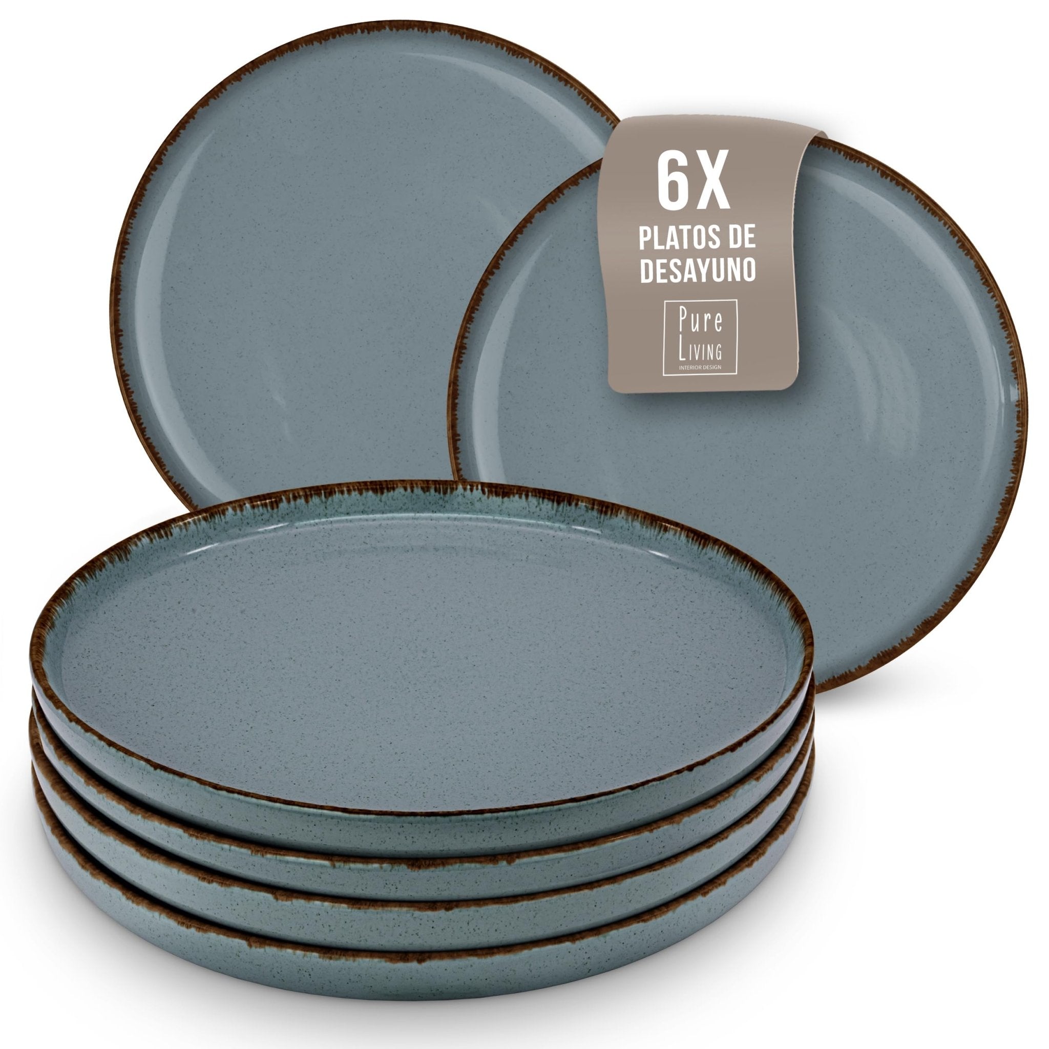 Juego de 6 Tazas de Café Estilo Rústico - Vajilla Completa de Steingut Premium - AtriaHome