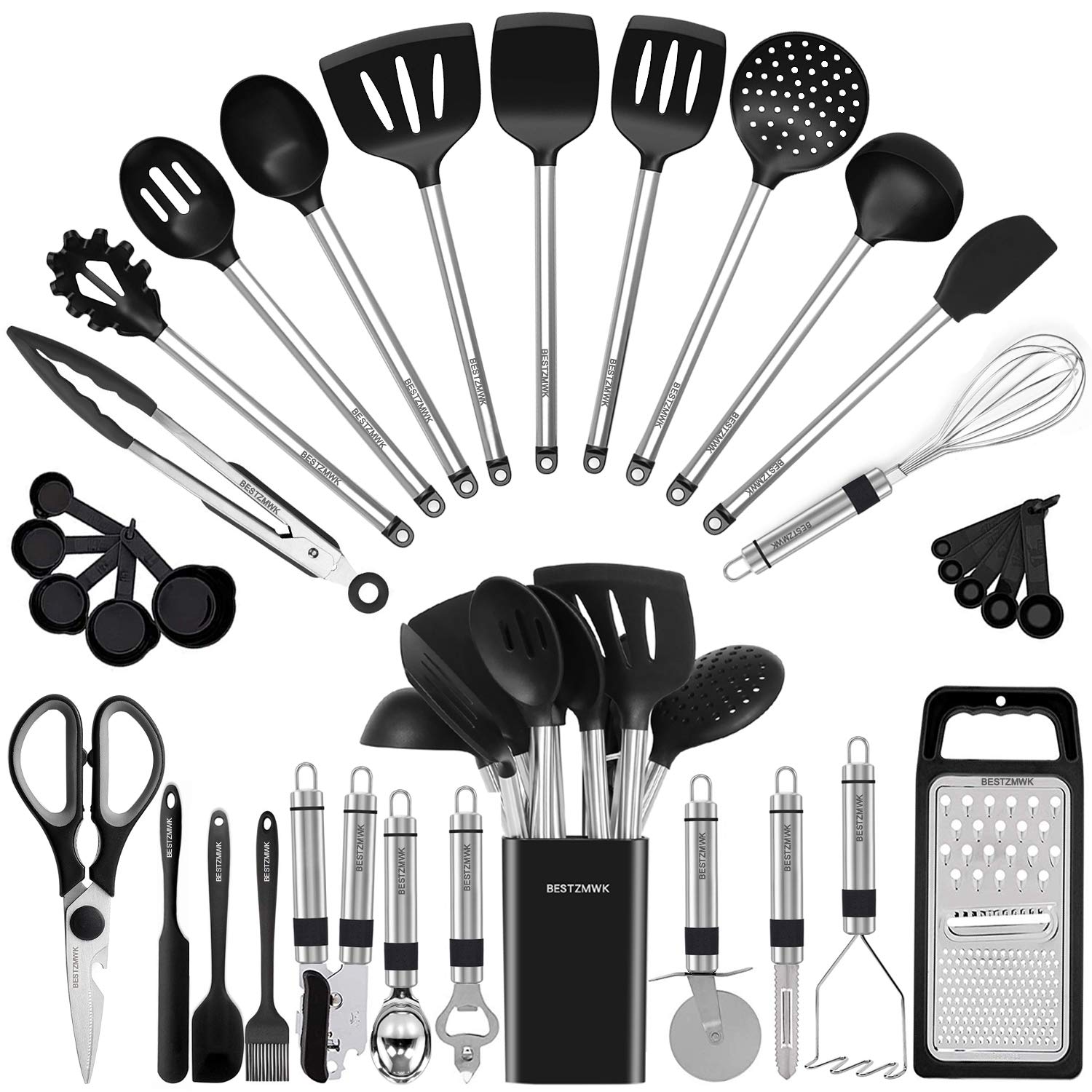 Juego de utensilios de cocina, utensilios de cocina de silicona, 33 utensilios - AtriaHome
