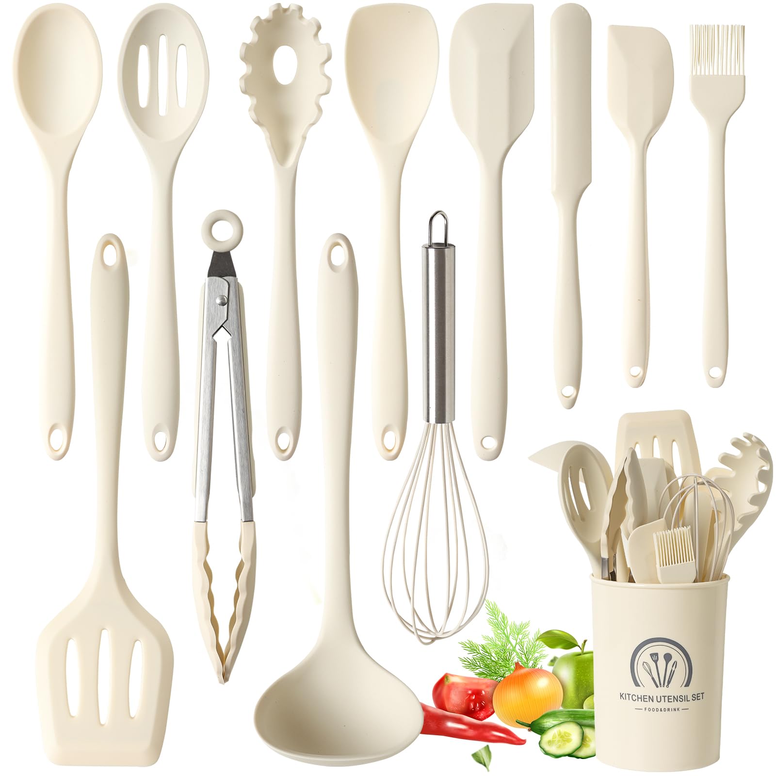 Omtofo 13 Piezas Utensilios de Cocina de Silicona - AtriaHome