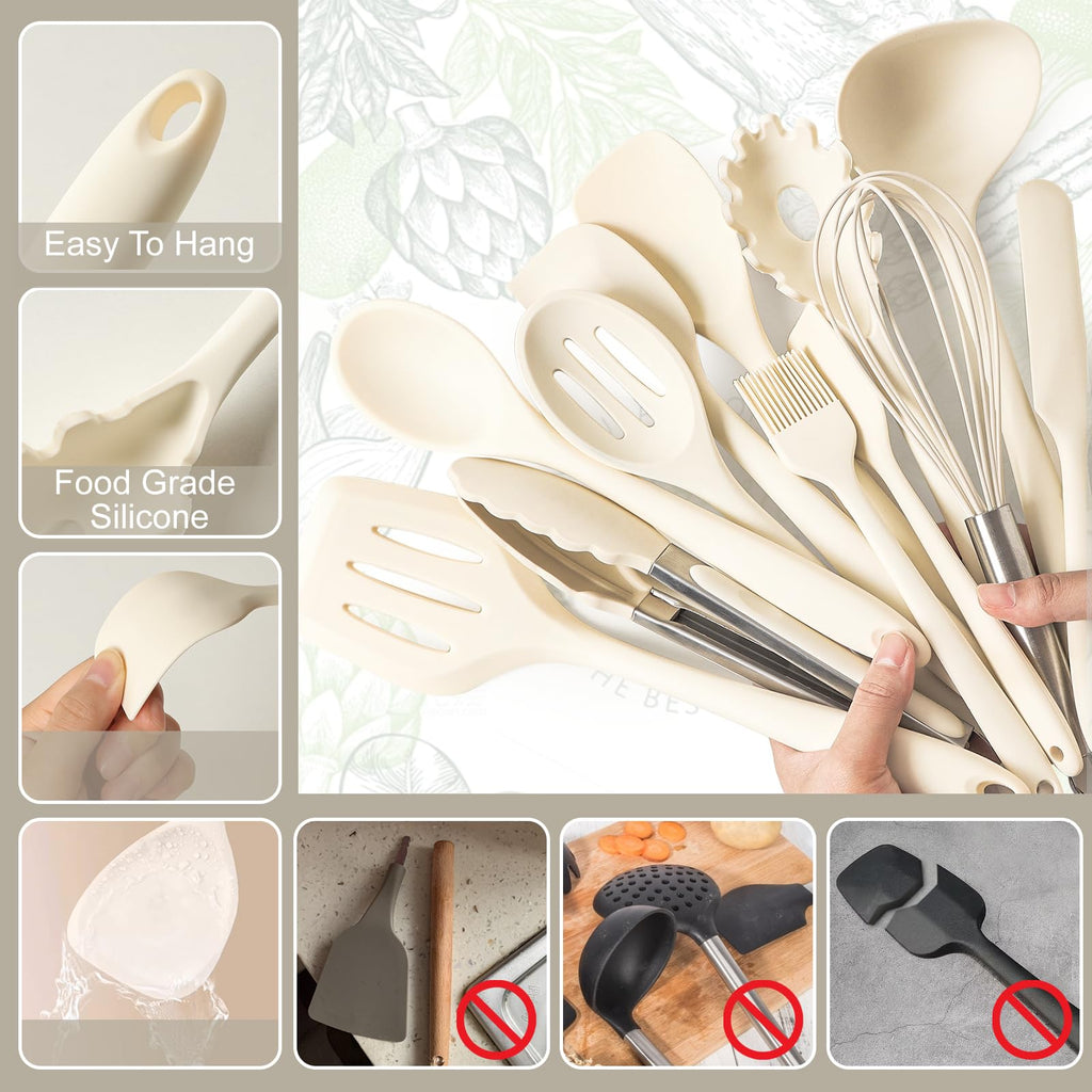 Omtofo 13 Piezas Utensilios de Cocina de Silicona - AtriaHome