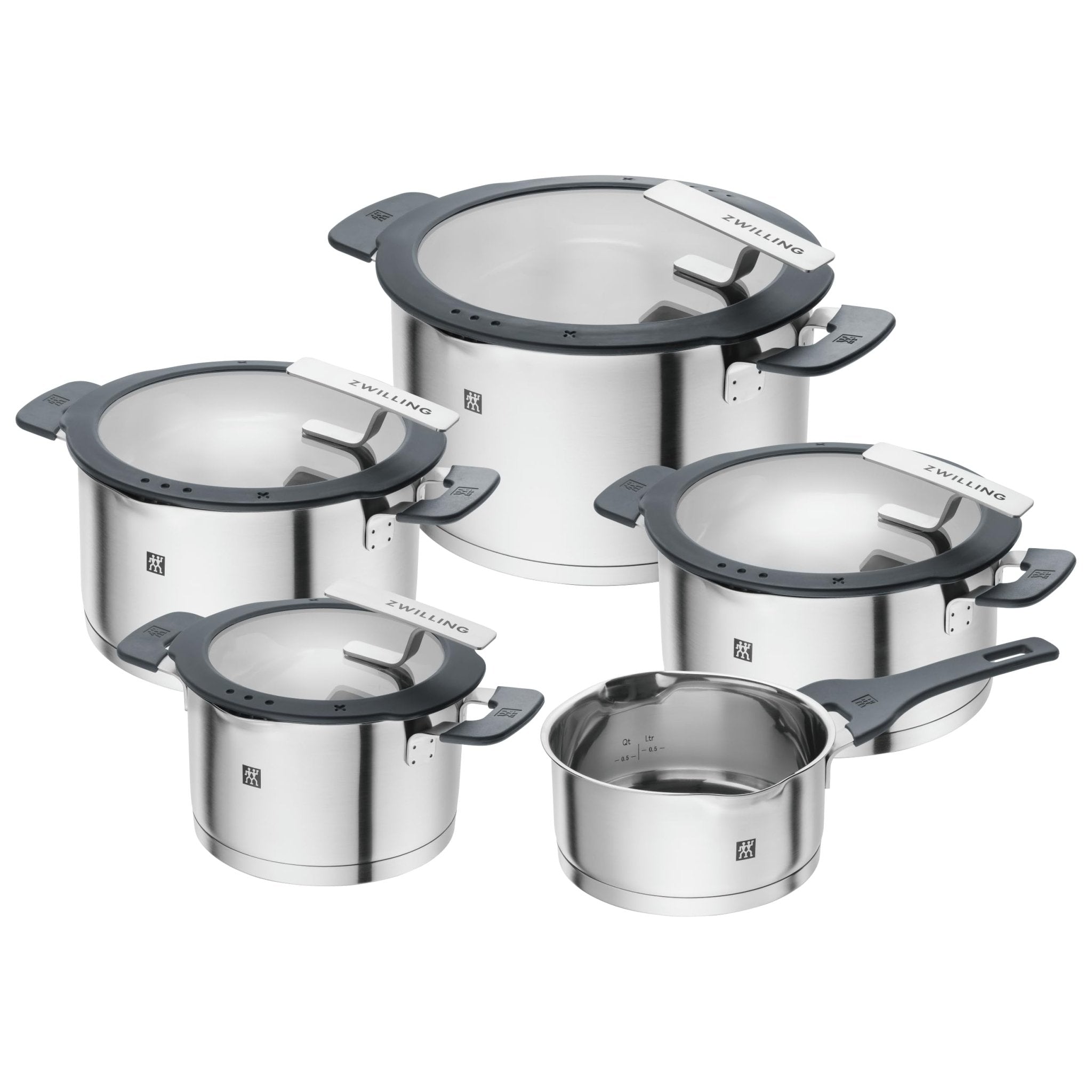 ZWILLING SIMPLIFY 66870 - 005 - 0 Pots set Stainless steel 5 pcs. Acero inoxidable, Silver Black - AtriaHome